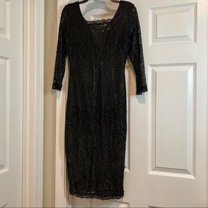 Candie’s Black Lace Column Dress With Sleeves NWT